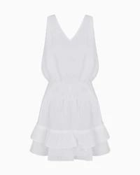 Short ramie ruffled dress