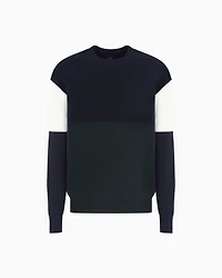 Color block ribbed crew neck sweater