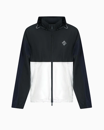 Color block windbreaker jacket with zip
