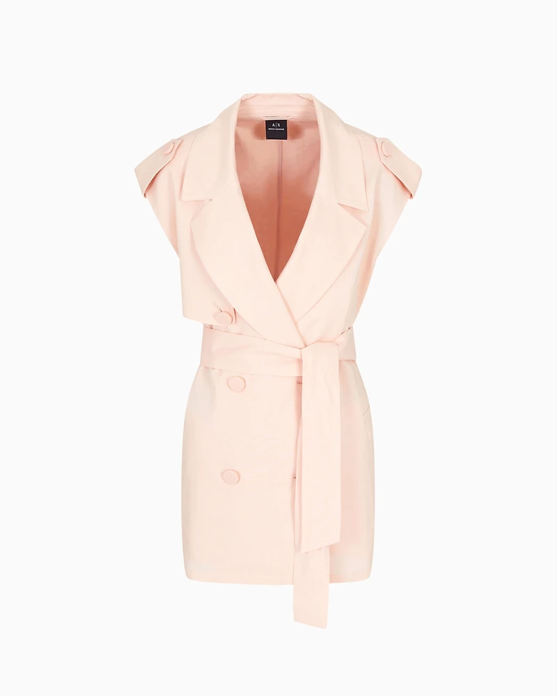 Double-breasted waistcoat with belt linen blend