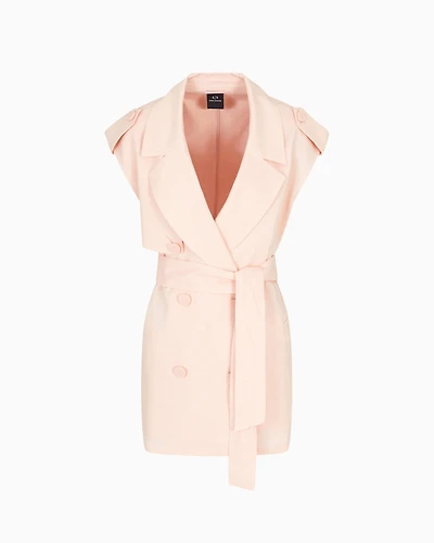 Double-breasted waistcoat with belt linen blend