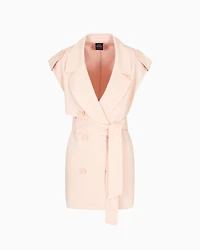 Double-breasted waistcoat with belt linen blend