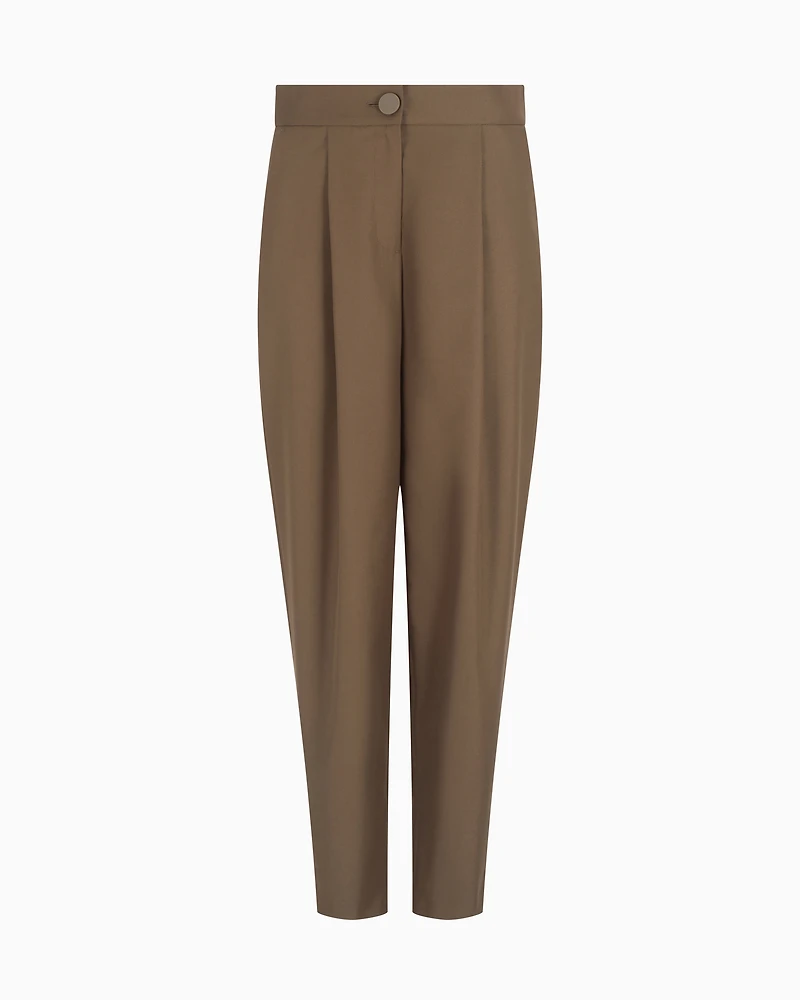 Twill pleated trousers