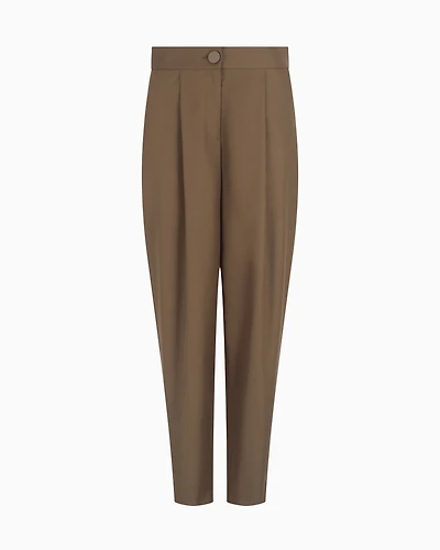 Twill pleated trousers