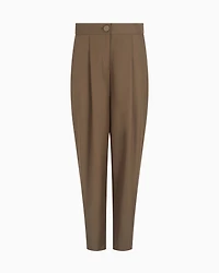 Twill pleated trousers