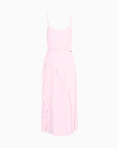 Long dress with slit crepe