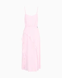 Long dress with slit crepe