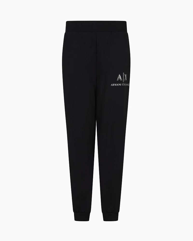 Jogger pants with logo and rhinestones