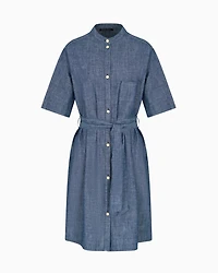 Cotton chambray smock dress
