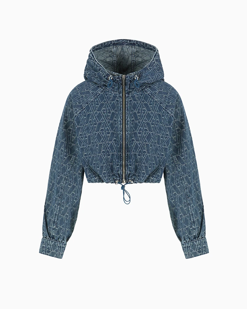 Short denim blouson with allover ASV logo