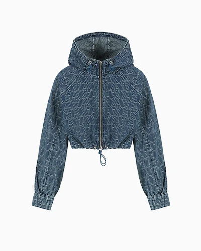 Short denim blouson with allover ASV logo
