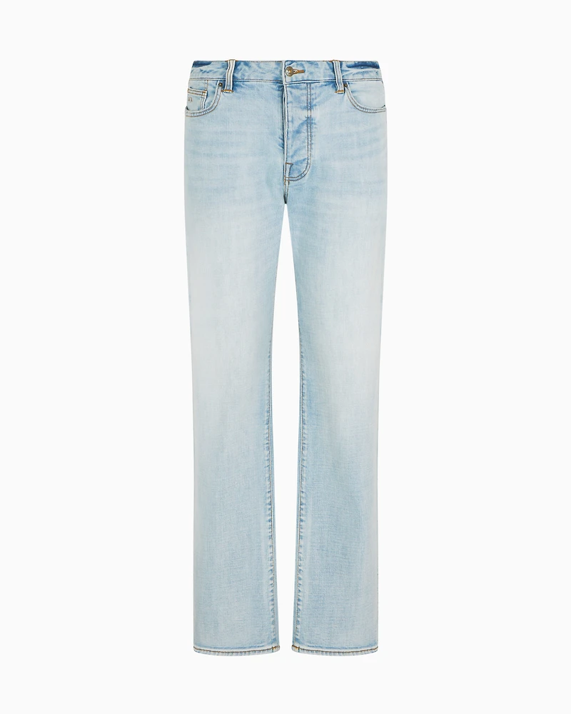 J88 relaxed straight jeans stone washed cotton denim