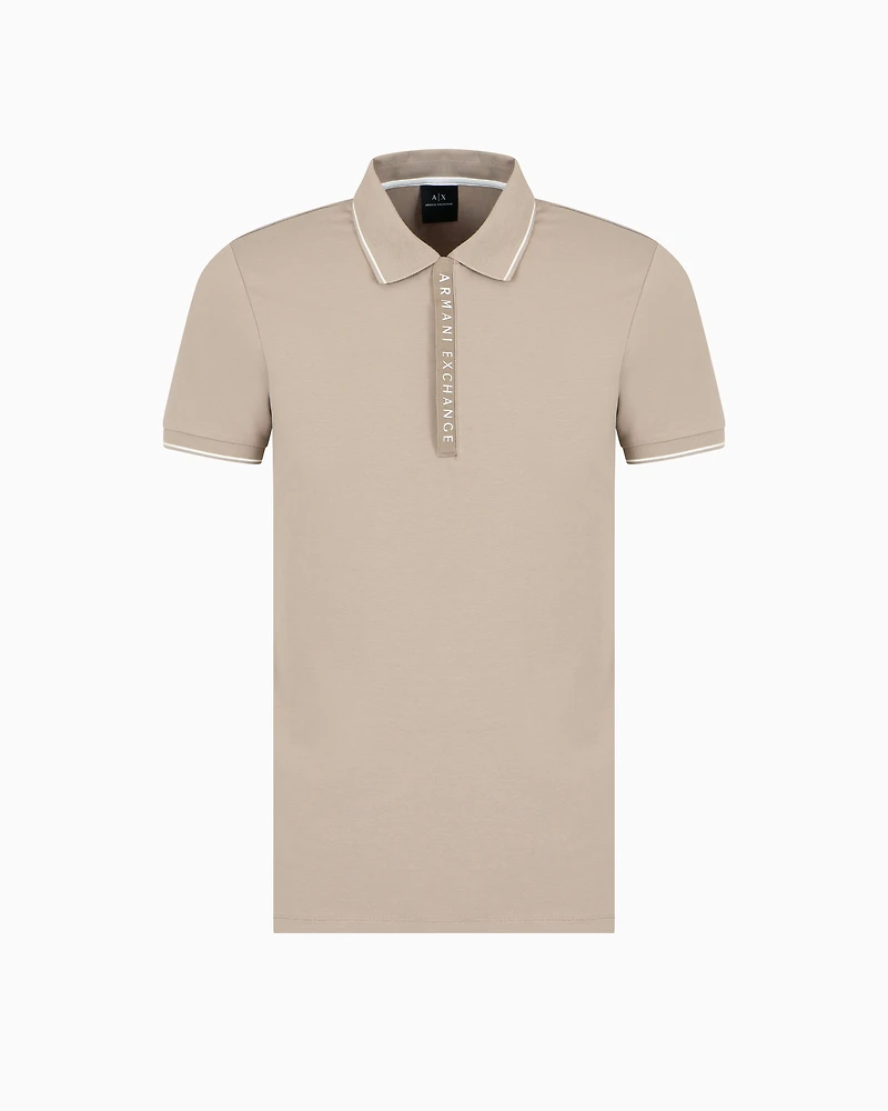 Polo with contrasting logo cotton spandex
