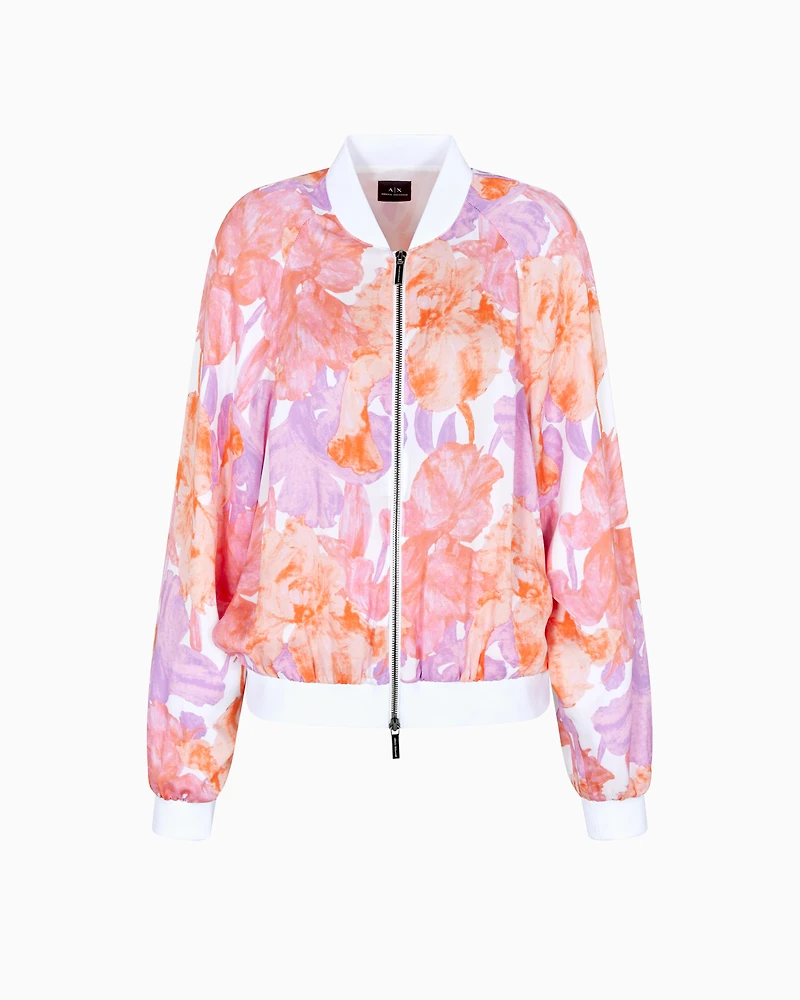 Bomber jacket floral fabric
