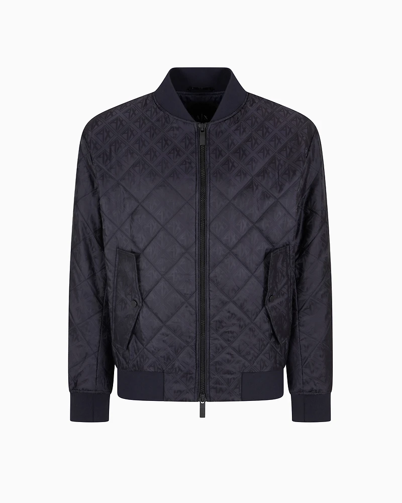 Quilted jacket with tone-on-tone logo
