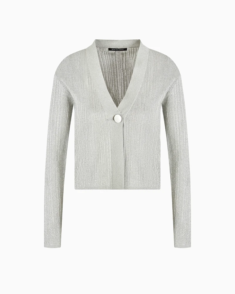 Short cardigan lurex yarn