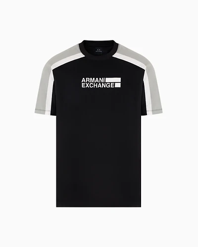 Short-sleeved sweatshirt with contrasting stripes