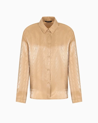 Shiny fabric shirt with allover logo