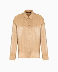 Shiny fabric shirt with allover logo