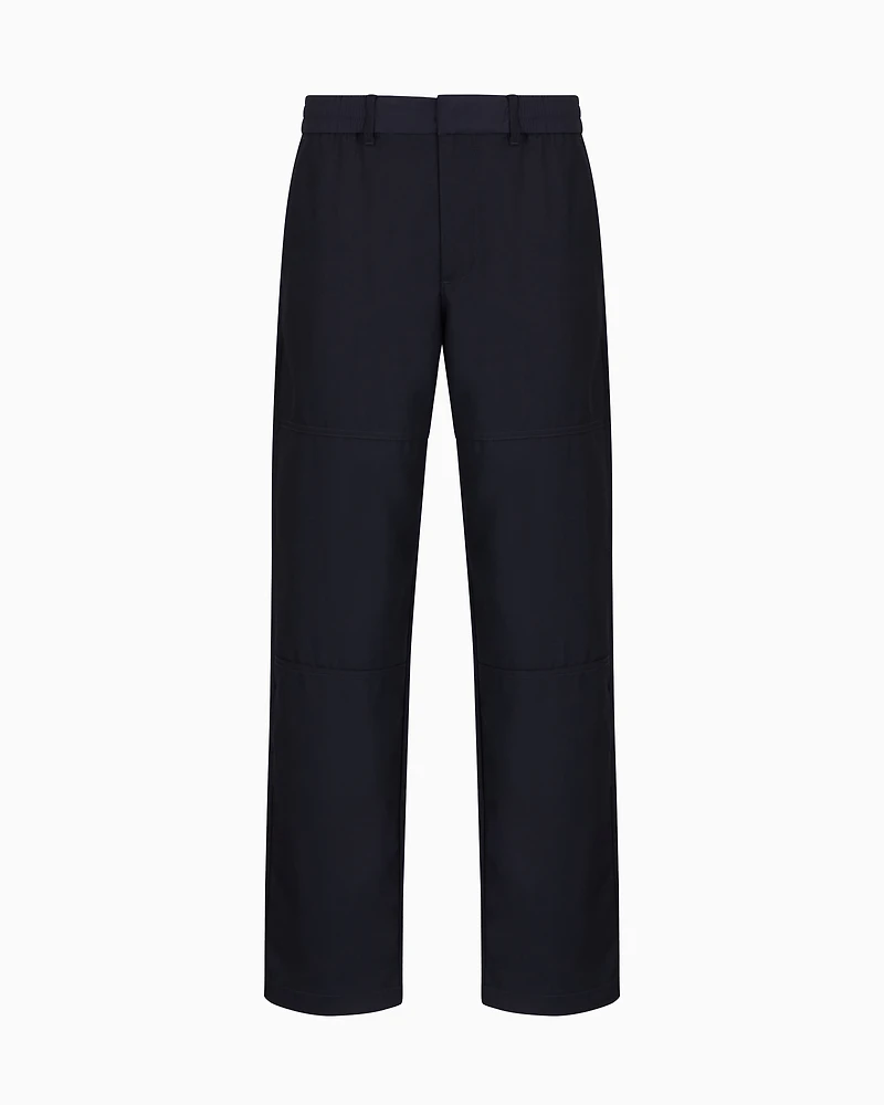 Rayon wide leg trousers with stitching details