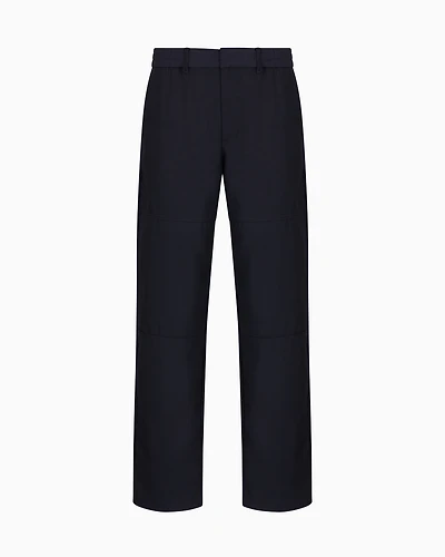 Rayon wide leg trousers with stitching details