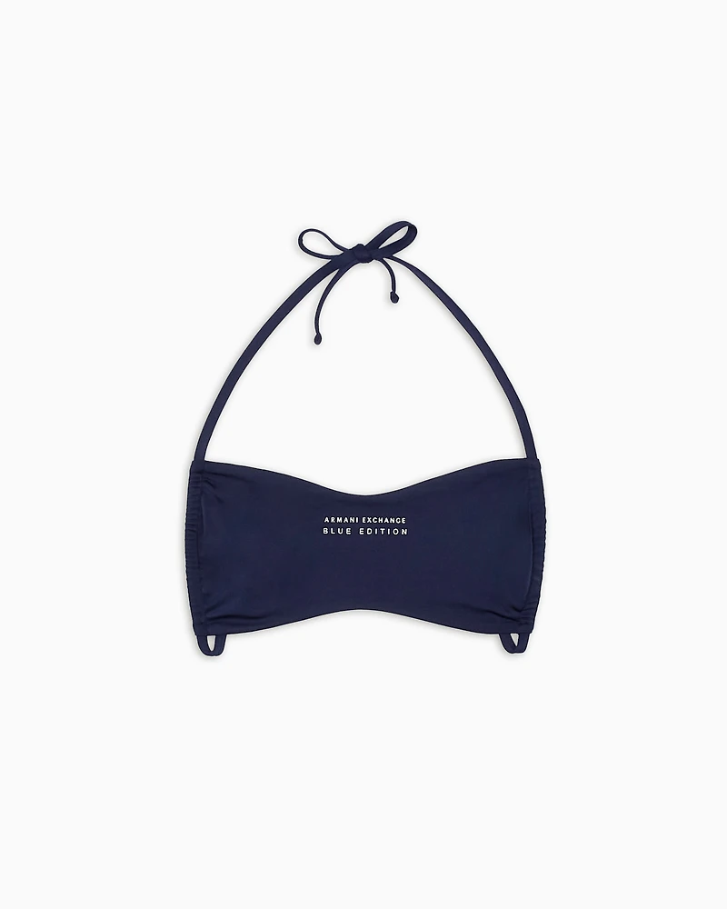 Bandeau bikini top with Blue Edition ASV logo