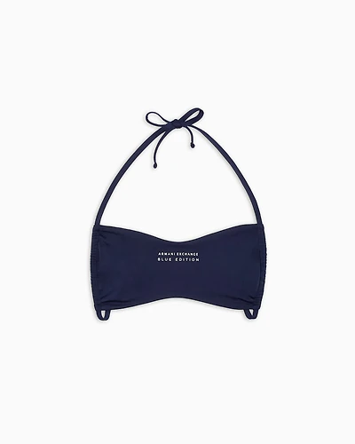 Bandeau bikini top with Blue Edition ASV logo
