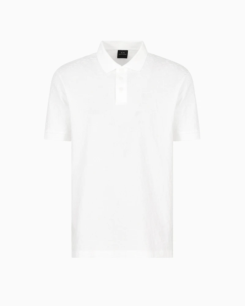 Regular fit polo shirt with tone-on-tone allover logo