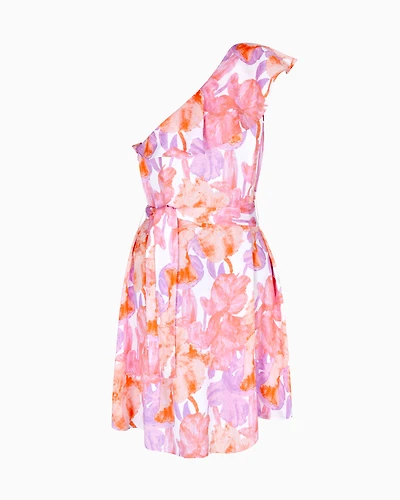 One-shoulder dress floral fabric