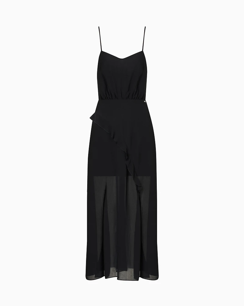 Long dress with slit crepe