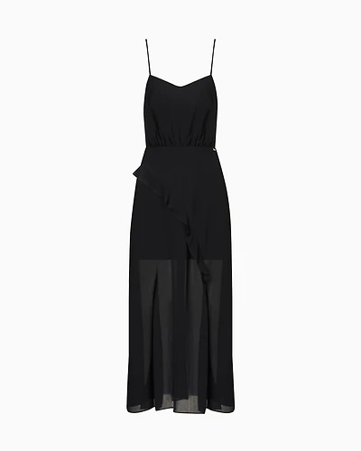 Long dress with slit crepe