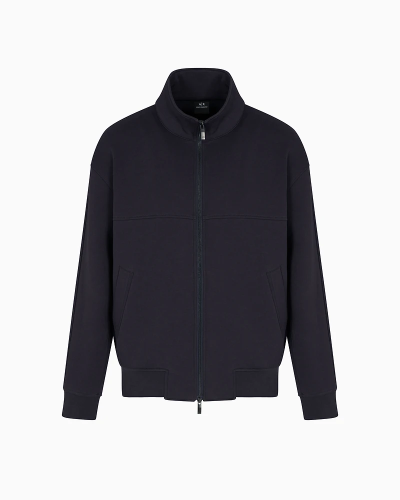 Full zip sweatshirt bonded cotton blend