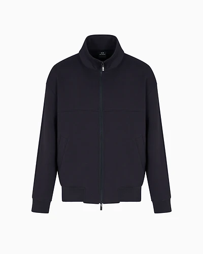 Full zip sweatshirt bonded cotton blend