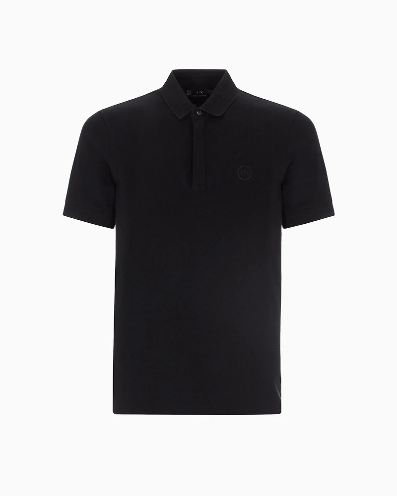 Slim fit stretch cotton polo with logo