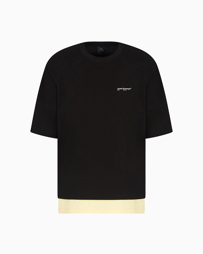 Double effect short-sleeved sweatshirt