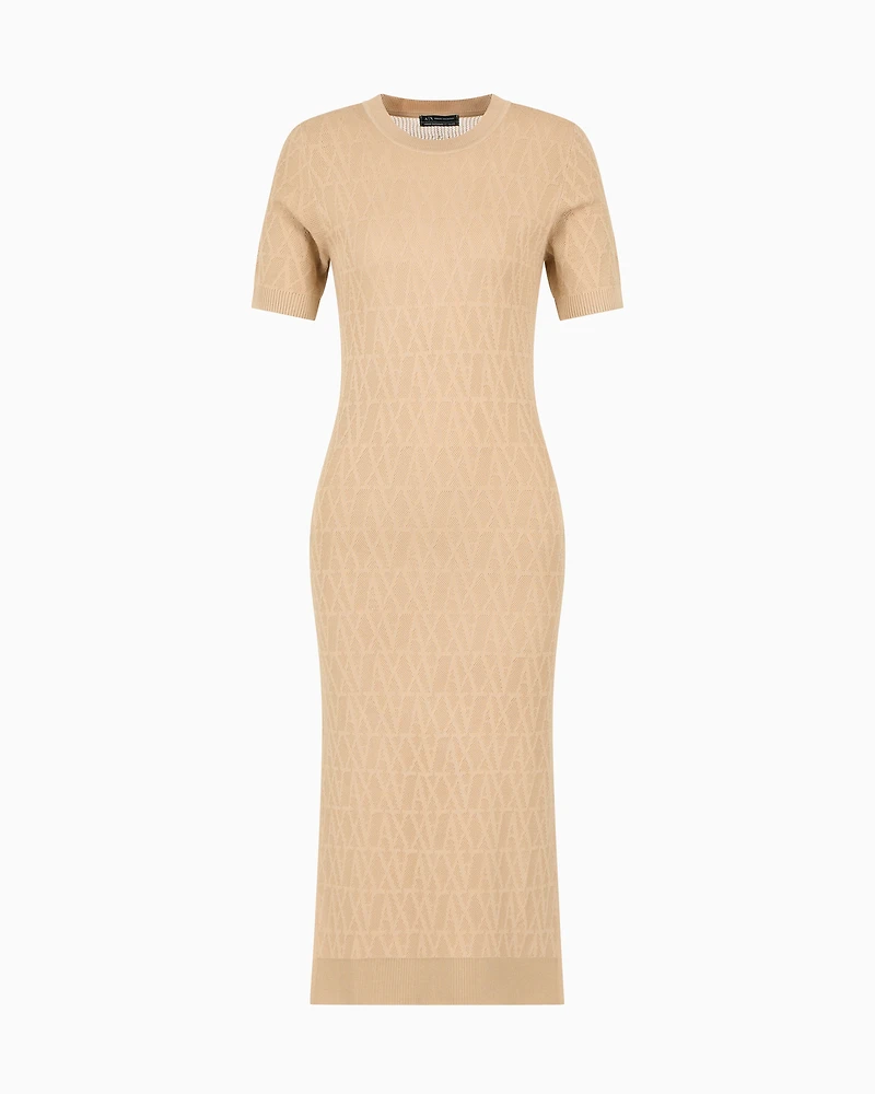 Longuette dress fabric with allover logo
