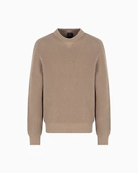 Ribbed cotton crew neck sweater