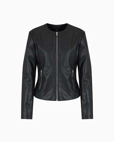 Biker jacket with decorative stitching
