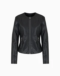 Biker jacket with decorative stitching