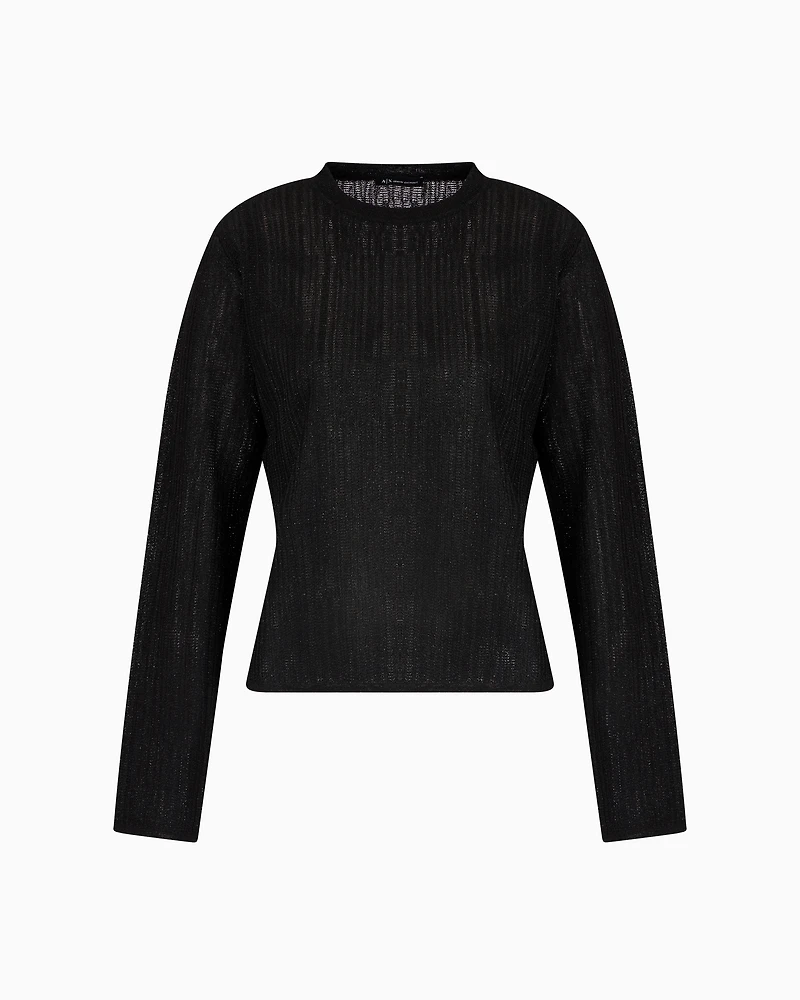 Long-sleeved sweater lurex yarn