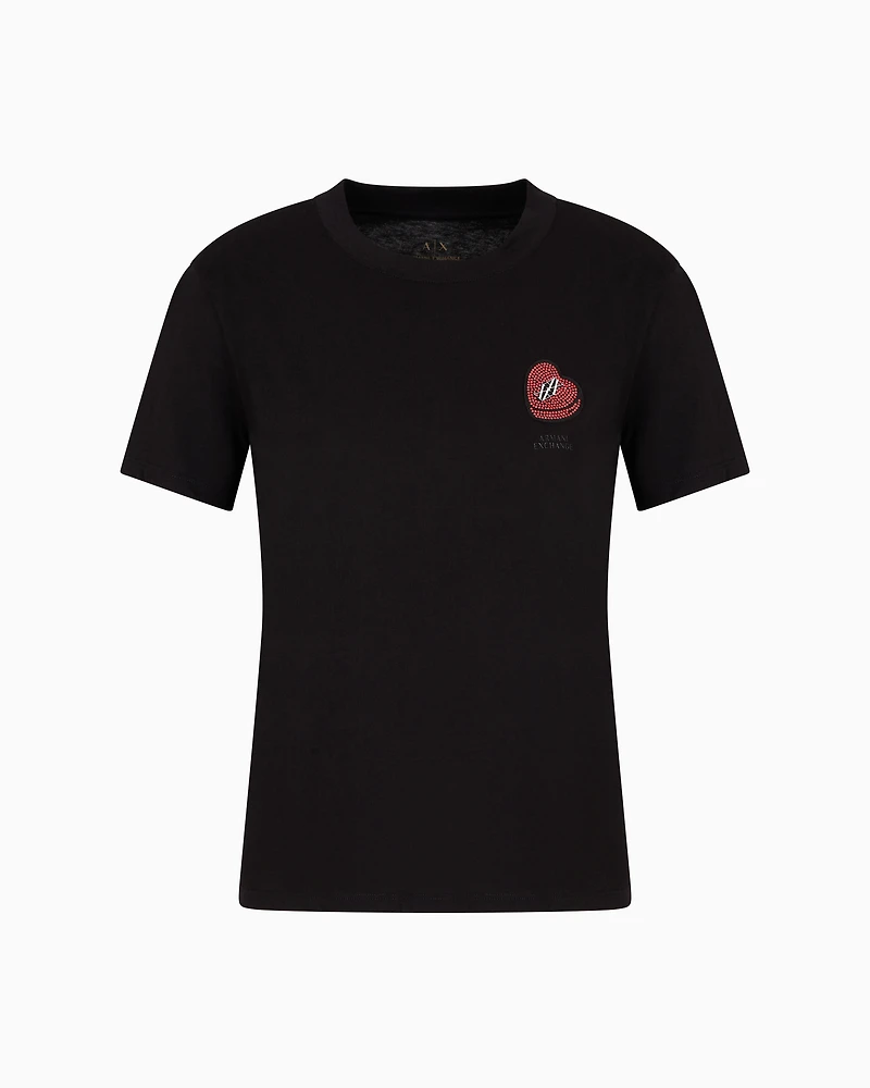 T-shirt with rhinestone heart