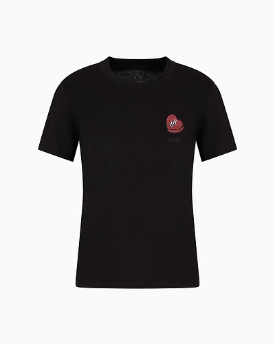 T-shirt with rhinestone heart