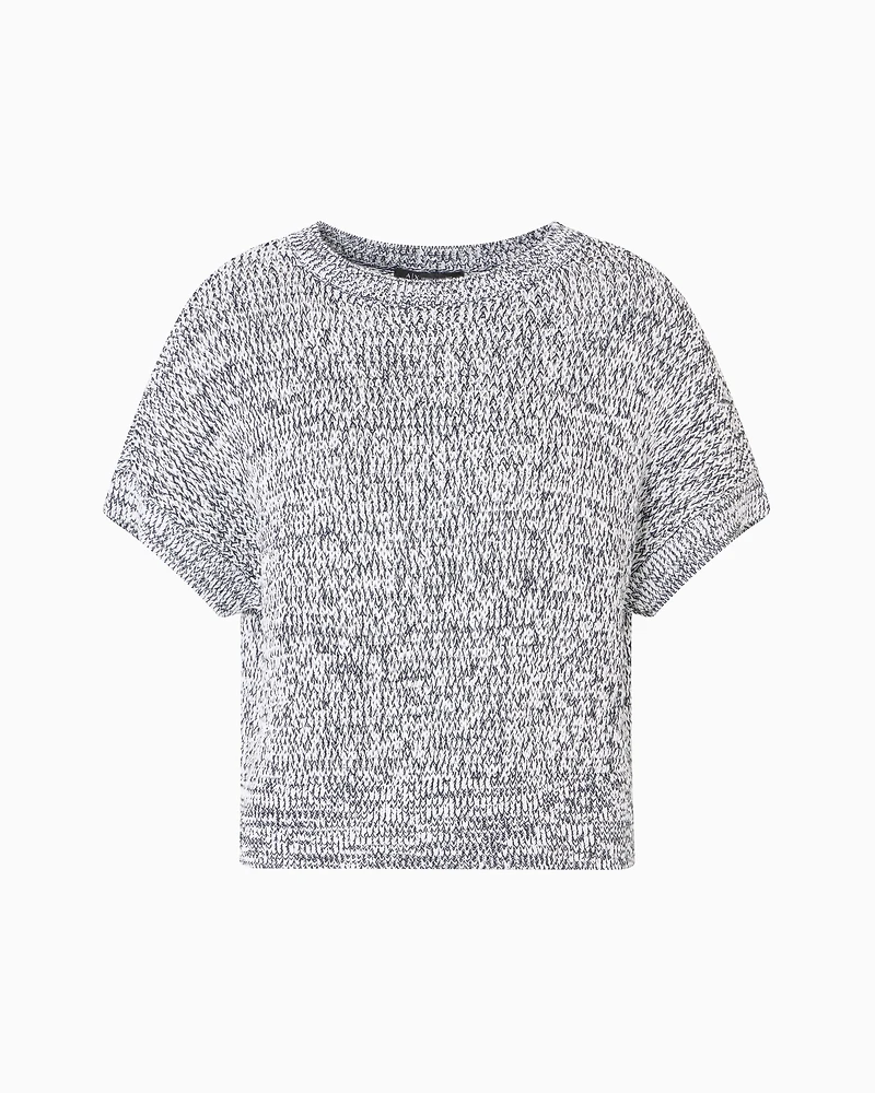 Perforated bouclé fabric sweater