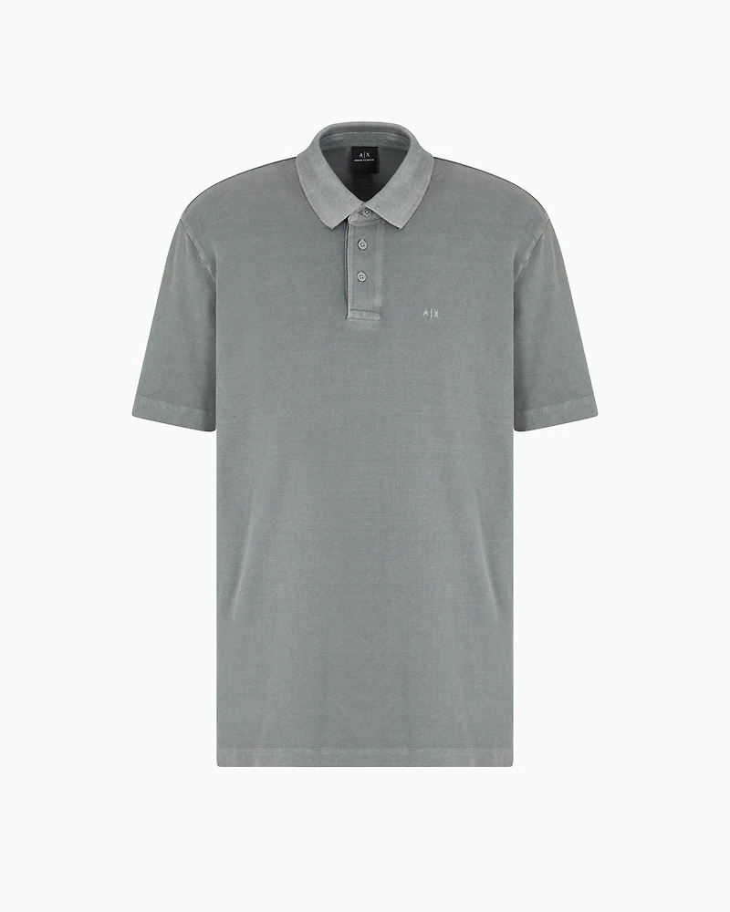 Used effect cotton piquet polo