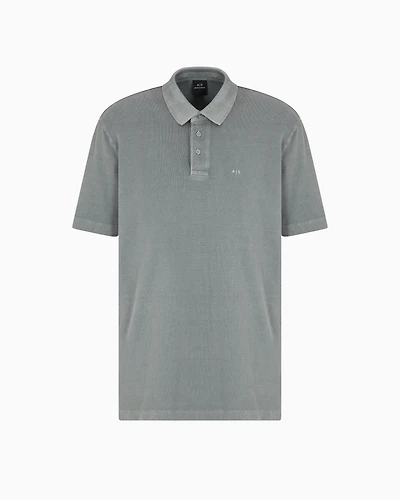 Used effect cotton piquet polo