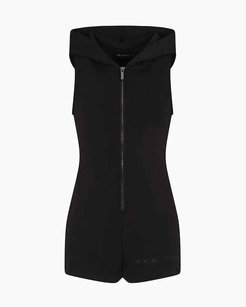 Short jumpsuit with hood