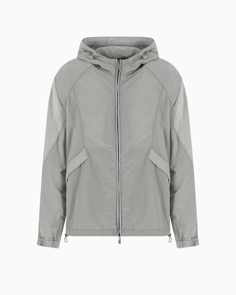 Nylon hooded blouson