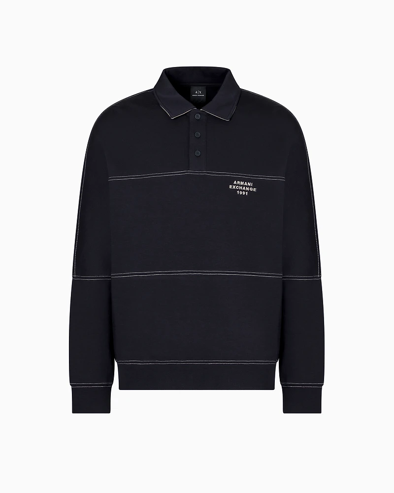 Bonded stretch polo sweatshirt