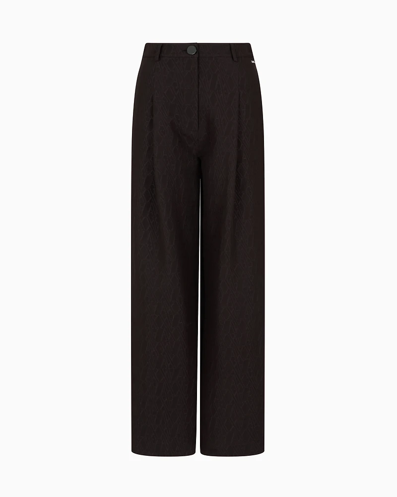 Pleated trousers with allover logo