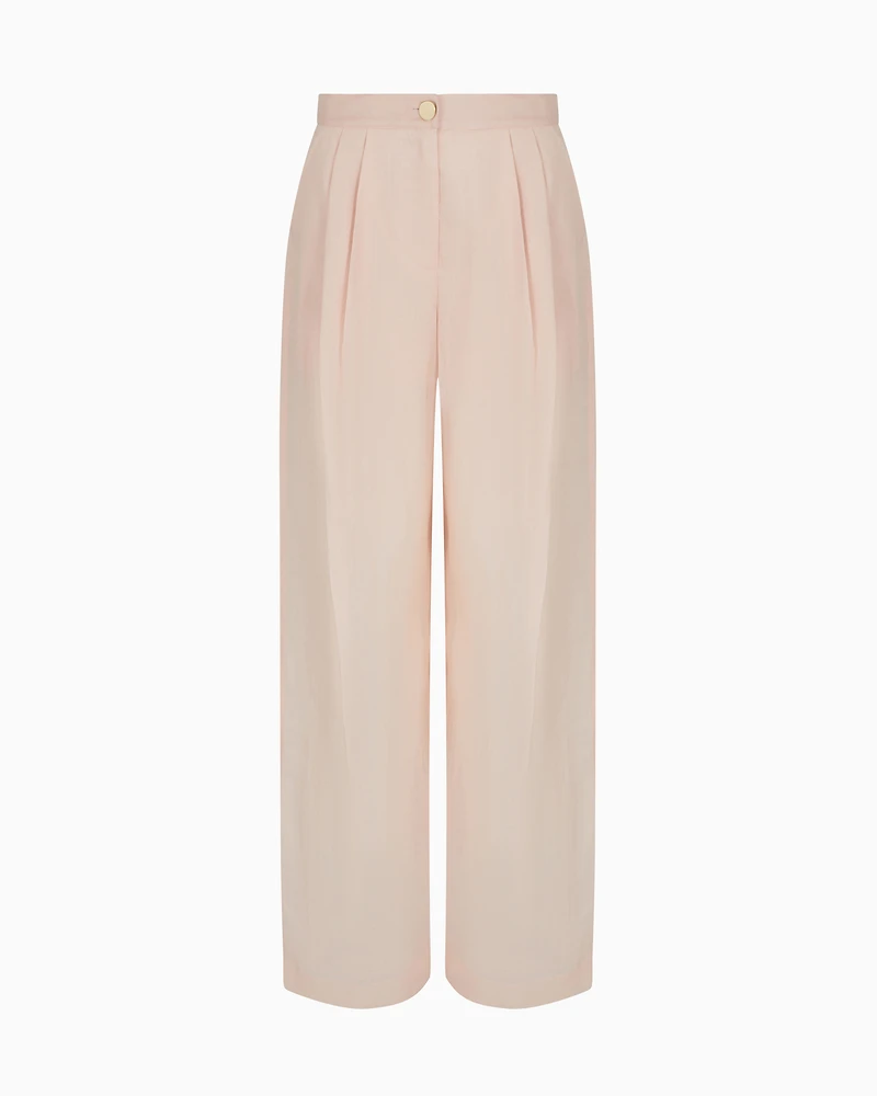 Cotton ramie pleated trousers